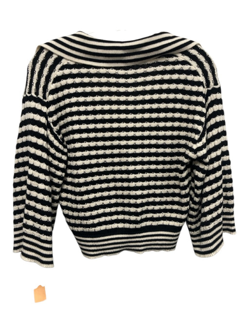 Ramy Brook Size XS Black & Cream Organic Cotton Blend 1/2 Flutter Sleeve Sweater Black & Cream / XS