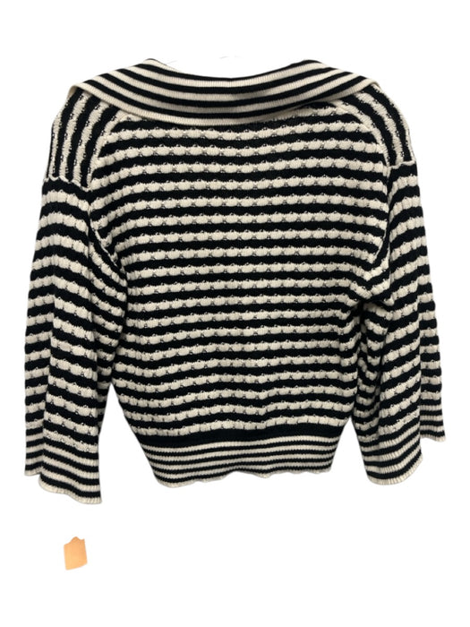 Ramy Brook Size XS Black & Cream Organic Cotton Blend 1/2 Flutter Sleeve Sweater Black & Cream / XS
