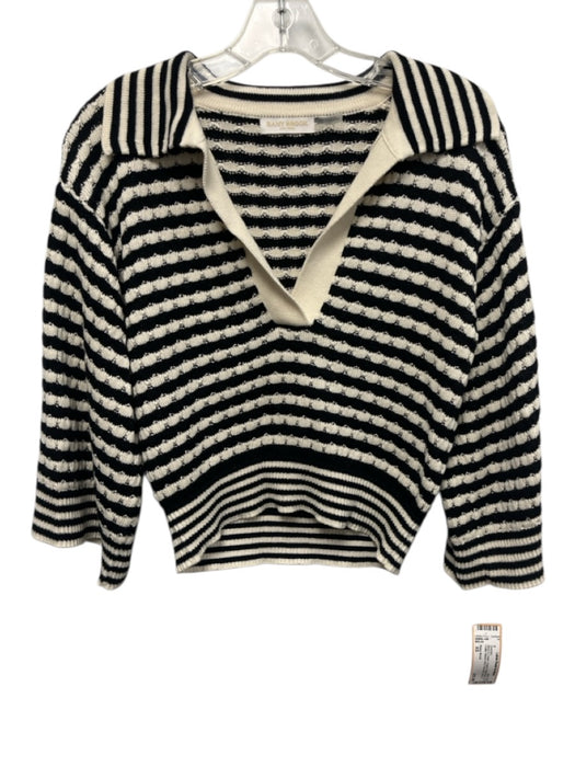 Ramy Brook Size XS Black & Cream Organic Cotton Blend 1/2 Flutter Sleeve Sweater Black & Cream / XS