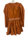 Ulla Johnson Size 2 Brown & White Cotton Long Balloon Sleeve V Neck Dress Brown & White / 2