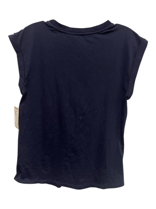 Cinq a Sept Size XS Navy & white Cotton Cap Sleeve Words Sequin Muscle T Top Navy & white / XS