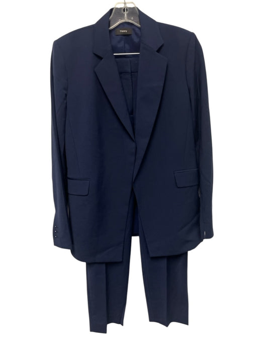 Theory Size 4 Navy Blue Wool Blend Blazer Mid Rise Tapered Trouser Pant Set Navy Blue / 4