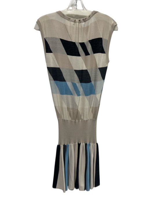 Marc By Marc Jacobs Size XS Cream, Beige & Blue Silk Blend Knit Sleeveless Dress Cream, Beige & Blue / XS