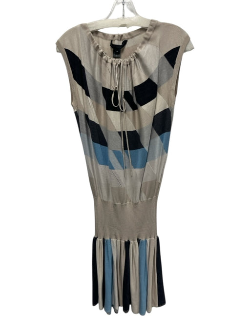 Marc By Marc Jacobs Size XS Cream, Beige & Blue Silk Blend Knit Sleeveless Dress Cream, Beige & Blue / XS