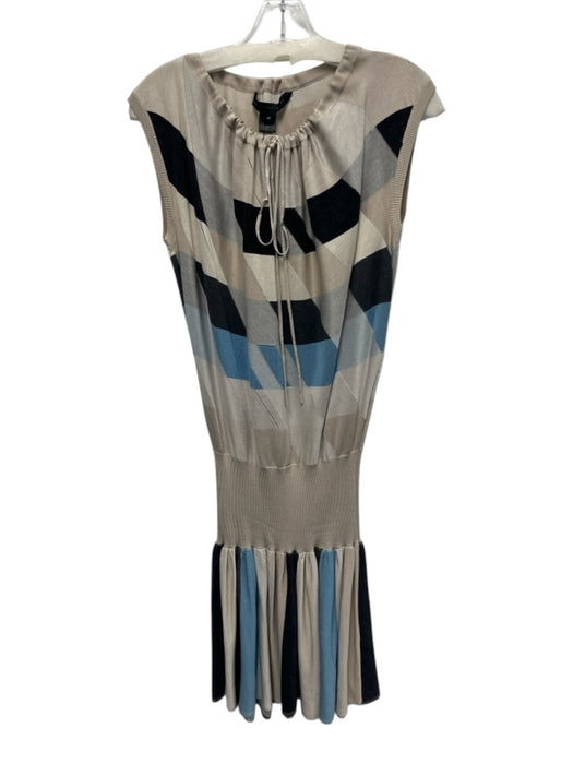 Marc By Marc Jacobs Size XS Cream, Beige & Blue Silk Blend Knit Sleeveless Dress Cream, Beige & Blue / XS