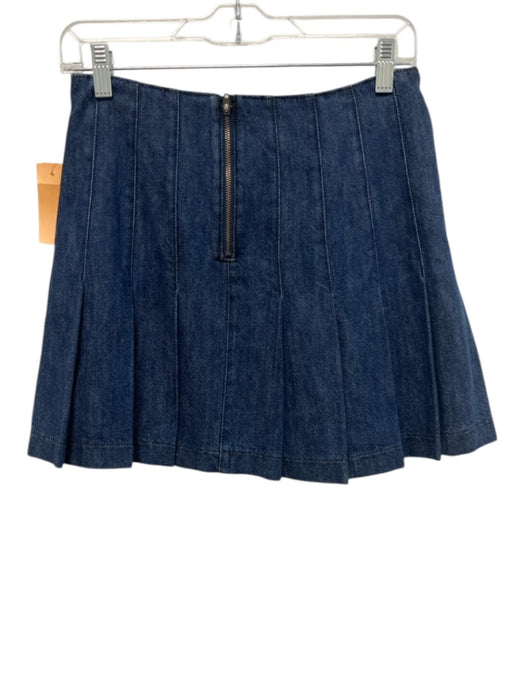 Alice + Olivia Size 27 Dark Wash Polyester Blend Side Zip Pleated Skirt Dark Wash / 27