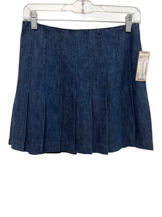 Alice + Olivia Size 27 Dark Wash Polyester Blend Side Zip Pleated Skirt Dark Wash / 27