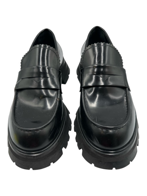 Alexander McQueen Shoe Size 37 Black Leather Upper Round Toe Lug Sole Loafers Black / 37