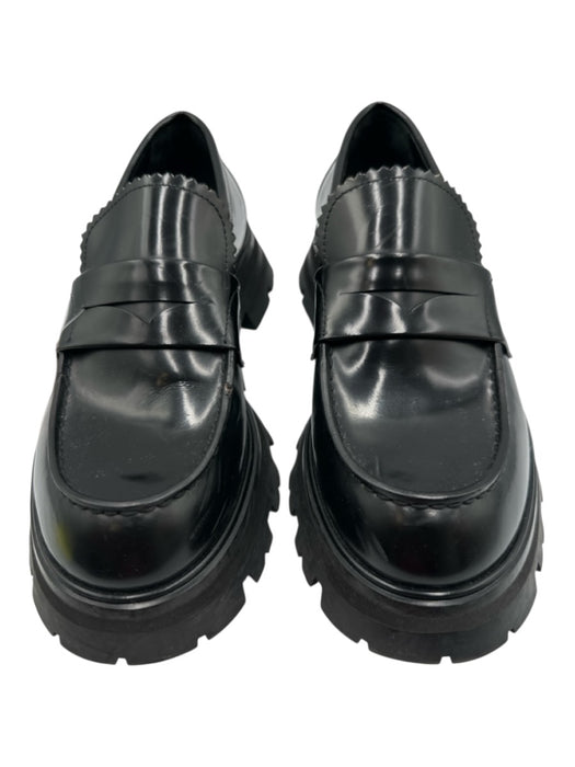 Alexander McQueen Shoe Size 37 Black Leather Upper Round Toe Lug Sole Loafers Black / 37