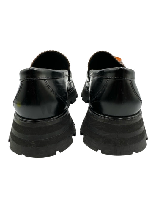 Alexander McQueen Shoe Size 37 Black Leather Upper Round Toe Lug Sole Loafers Black / 37