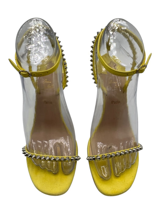 Christian Louboutin Shoe Size 37 Bright Yellow Leather Suede Spike Pumps Bright Yellow / 37