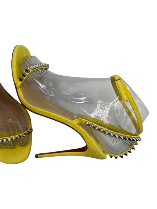 Christian Louboutin Shoe Size 37 Bright Yellow Leather Suede Spike Pumps Bright Yellow / 37