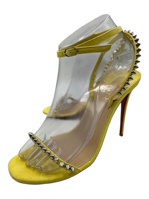 Christian Louboutin Shoe Size 37 Bright Yellow Leather Suede Spike Pumps Bright Yellow / 37