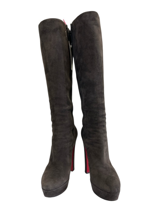 Christian Louboutin Shoe Size 37 Dark Brown Leather Suede Almond Toe Boots Dark Brown / 37