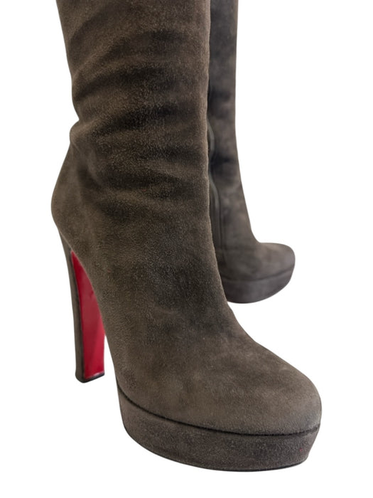 Christian Louboutin Shoe Size 37 Dark Brown Leather Suede Almond Toe Boots Dark Brown / 37