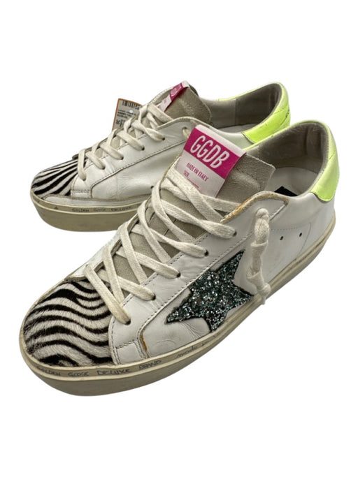 Golden Goose Shoe Size 36 White, Green, Pink Leather Upper Pony Hair Sneakers White, Green, Pink / 36