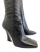 Fendi Shoe Size 36.5 Black Leather Square Toe Logo Embossed Knee High Boots Black / 36.5