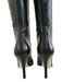 Fendi Shoe Size 36.5 Black Leather Square Toe Logo Embossed Knee High Boots Black / 36.5