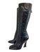 Fendi Shoe Size 36.5 Black Leather Square Toe Logo Embossed Knee High Boots Black / 36.5