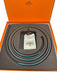 Hermes Teal & Brown Leather Silver Hardware Logo Peg Clasp Thin Belts Teal & Brown / 90