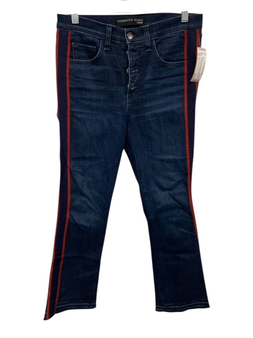 Veronica Beard Jeans Size 27 Dark Wash & Red Cotton Denim Button Fly Jeans Dark Wash & Red / 27