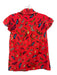 Alice + Olivia Size S Red Silk Button Butterflies Ruffle Cap Sleeve Collar Top Red / S