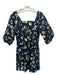 Nicholas Size 2 Black, Blue, Yellow Cotton Short Sleeve Floral Back Zip Dress Black, Blue, Yellow / 2