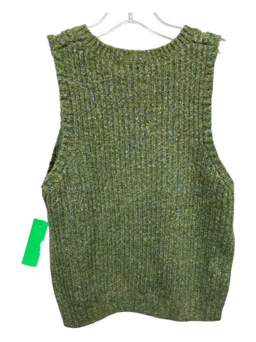 525 Size XS Green Polyester & Wool Blend Ribbed Knit Sleeveless Sweater Green / XS