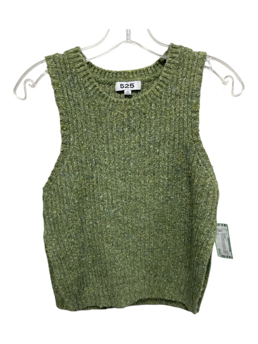 525 Size XS Green Polyester & Wool Blend Ribbed Knit Sleeveless Sweater Green / XS