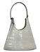Staud Cream White Leather Croc Embossed Shoulder Strap Silver Tone Hardware Bag Cream White / Small