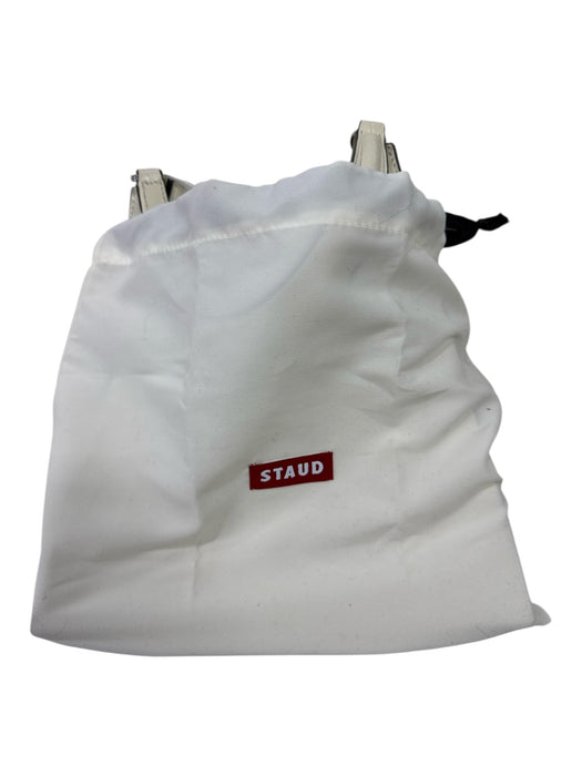 Staud Cream White Leather Croc Embossed Shoulder Strap Silver Tone Hardware Bag Cream White / Small