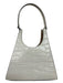 Staud Cream White Leather Croc Embossed Shoulder Strap Silver Tone Hardware Bag Cream White / Small