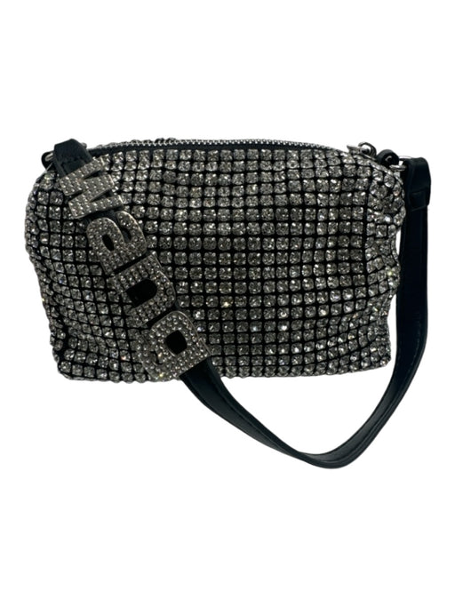 Alexander Wang Black & Silver Rhinestone Handbag Silver Hardware Logo Bag Black & Silver / XS