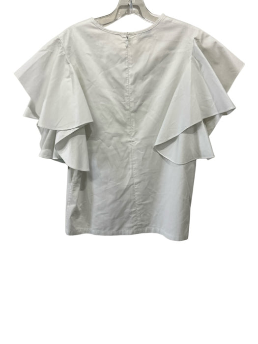 Co Size M White Cotton Flutter Sleeves Back Zip Poplin Top White / M