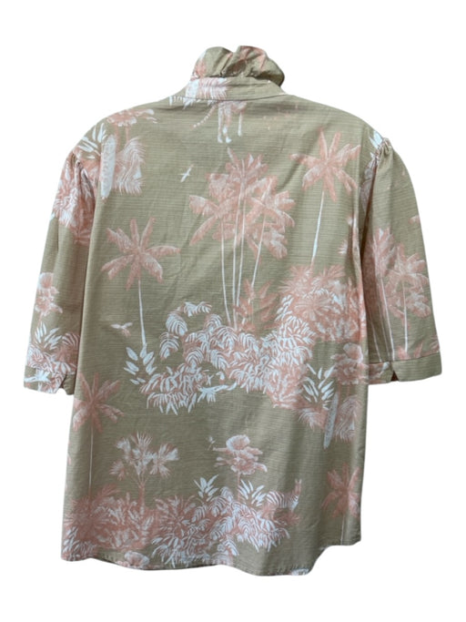 Sheridan French Size L Beige & Pink Linen Botanical Print Short Sleeve Top Beige & Pink / L
