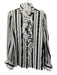 Tory Burch Size 8 Cream White & Black Silk Blend Striped Ruffle Detail Top Cream White & Black / 8