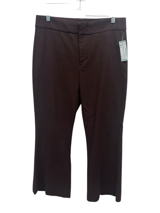 Vince Size 8 Brown Cotton Blend Trouser Back Pockets Hook & Zip Fly Flare Pants Brown / 8