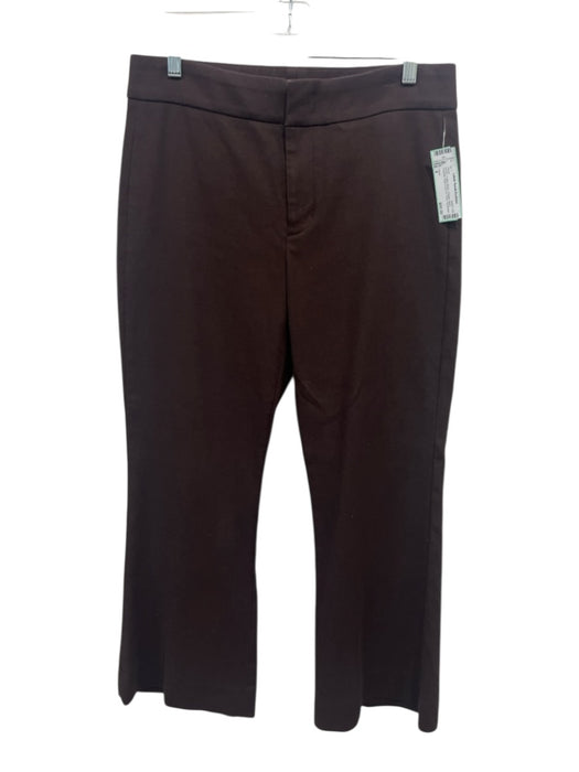 Vince Size 8 Brown Cotton Blend Trouser Back Pockets Hook & Zip Fly Flare Pants Brown / 8