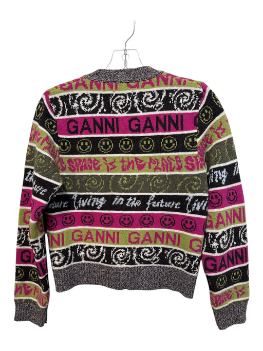 Ganni Size XS Multicolor Wool & Polyamide Button Front Front Pockets Sweater Multicolor / XS