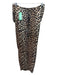 Ganni Size 34 Black & Tan Silk Leopard Print Tie Detail Front Slit Skirt Black & Tan / 34