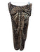 Ganni Size 34 Black & Tan Silk Leopard Print Tie Detail Front Slit Skirt Black & Tan / 34