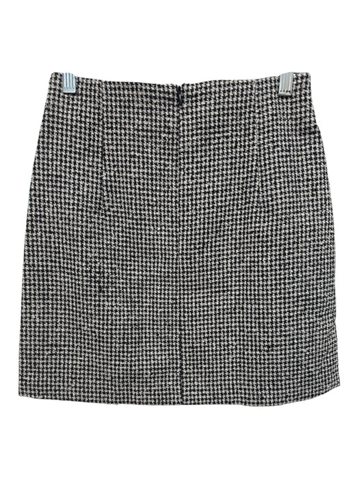 MNG Size XS Black & Off White Polyester Back Zip Houndstooth Mini Skirt Black & Off White / XS