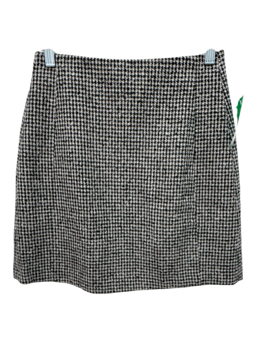 MNG Size XS Black & Off White Polyester Back Zip Houndstooth Mini Skirt Black & Off White / XS