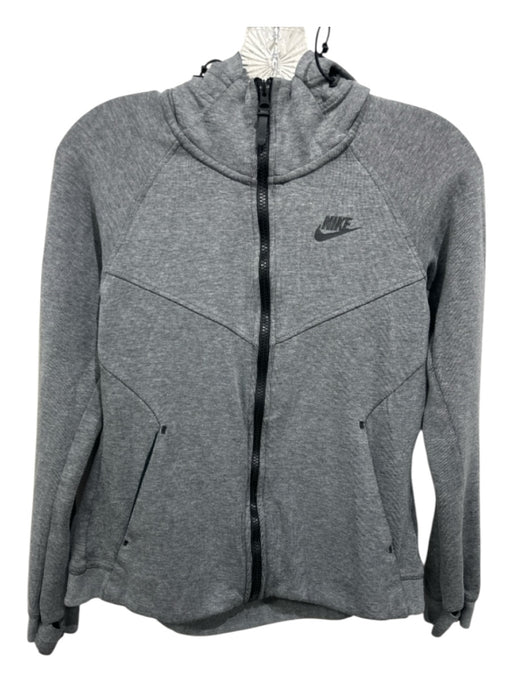 Nike Size S Gray & Black Cotton & Polyester Hood Zip Front Athletic Jacket Gray & Black / S