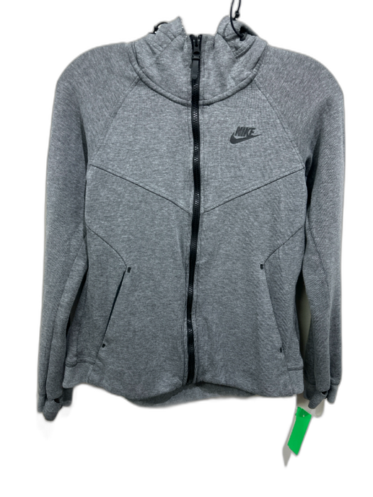 Nike Size S Gray & Black Cotton & Polyester Hood Zip Front Athletic Jacket Gray & Black / S