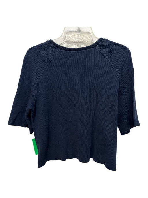 Margaux Lonnberg Size 2 Navy Blue Cotton Ribbed Crew Neck Top Navy Blue / 2