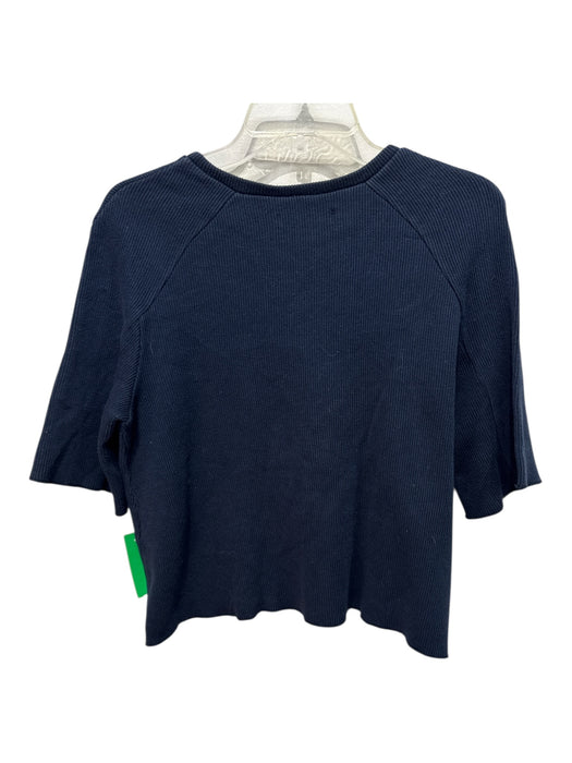 Margaux Lonnberg Size 2 Navy Blue Cotton Ribbed Crew Neck Top Navy Blue / 2