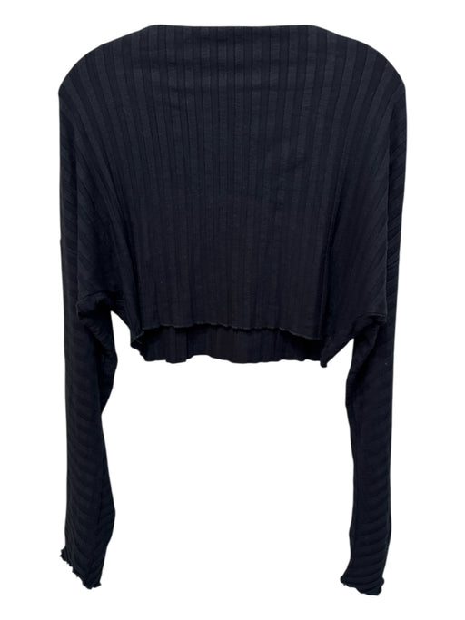 Simon Miller Size XS Black Modal Lettuce Hem Boat Neck Ribbed Top Black / XS