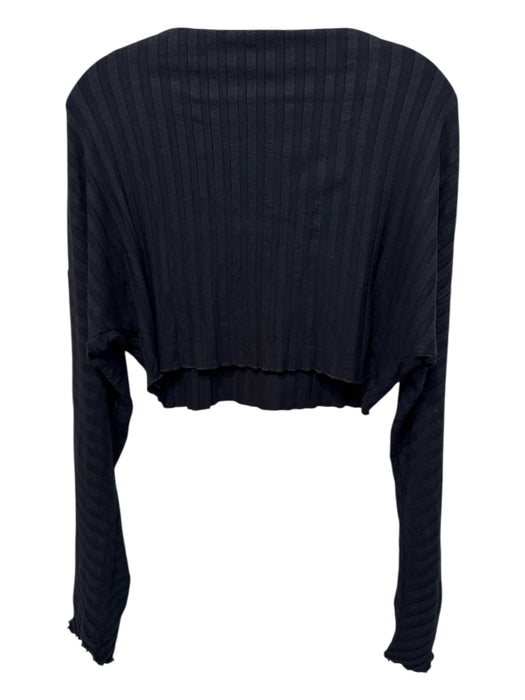 Simon Miller Size XS Black Modal Lettuce Hem Boat Neck Ribbed Top Black / XS