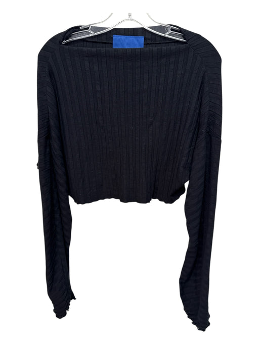 Simon Miller Size XS Black Modal Lettuce Hem Boat Neck Ribbed Top Black / XS